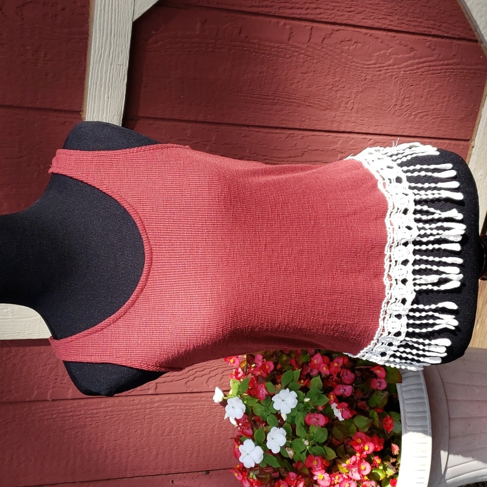 Rue 21 Red Fringed Top